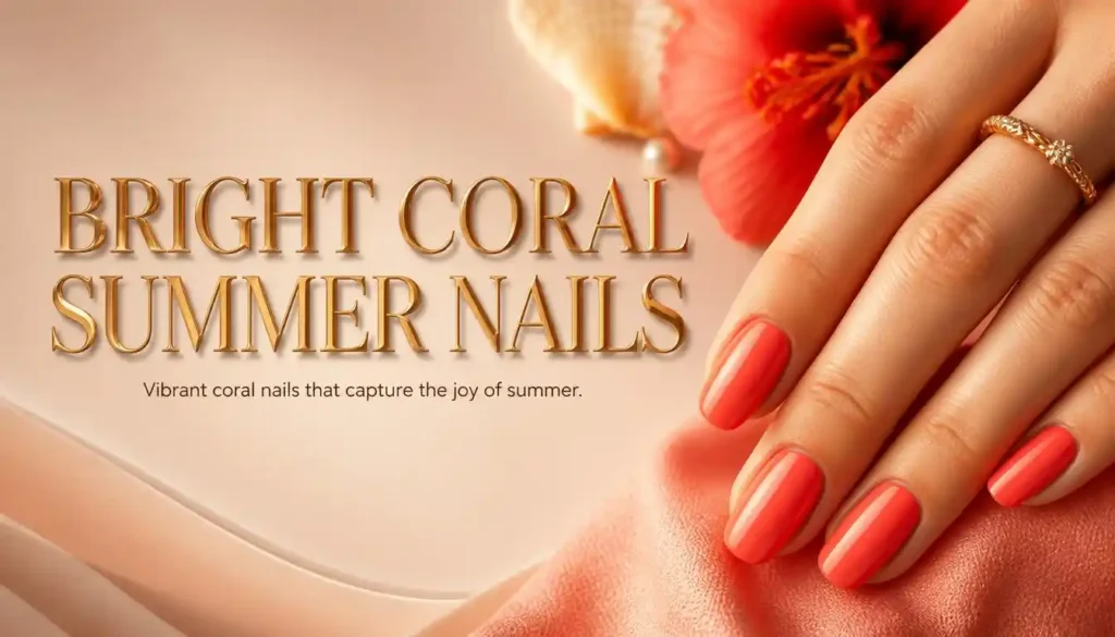 Bright Coral Summer Nails